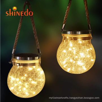 Best Solar Powered Waterproof  Mason Warm light Crack-like Glass Bottle Holiday Decorative Fairy Jar  Lights